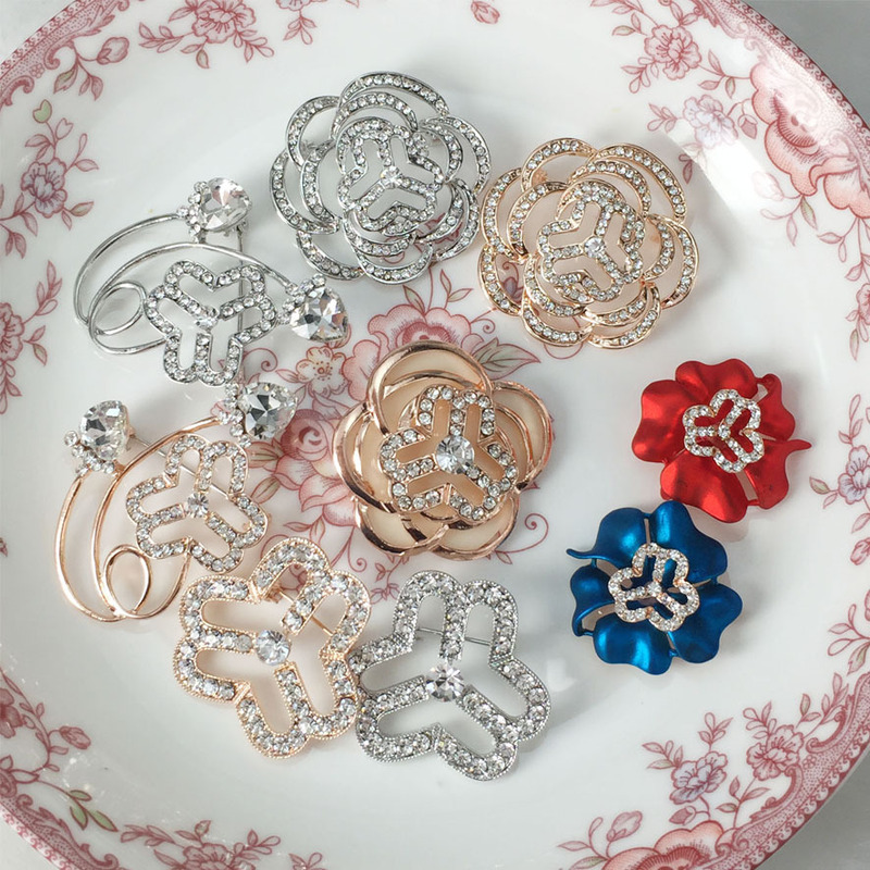 Women's Federation Logo Brooch Rhinestone Corsage Women's Federation Badge Badge Triple Ring Silk Towel Buckle Jewelry Accessories Factory