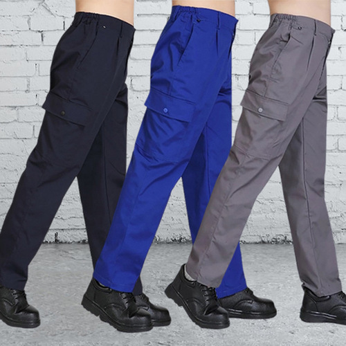 Spring, summer, and autumn workwear pants for men and women—multi-pocket overalls with durable, wear-resistant fabric, ideal for auto repair, electric welding, and industrial safety tasks.