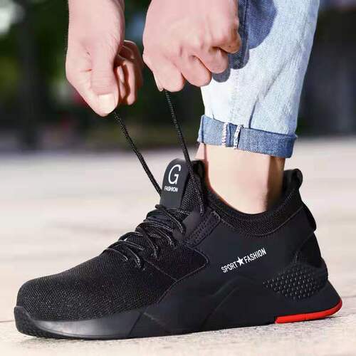 City Defense Steel Toe Fly Weave Men's Labor Protection Shoes Women's Wear-Resistant Anti-Stabbing Protective Shoes Spring and Summer New Model Anti-Crushing Safety Shoes 