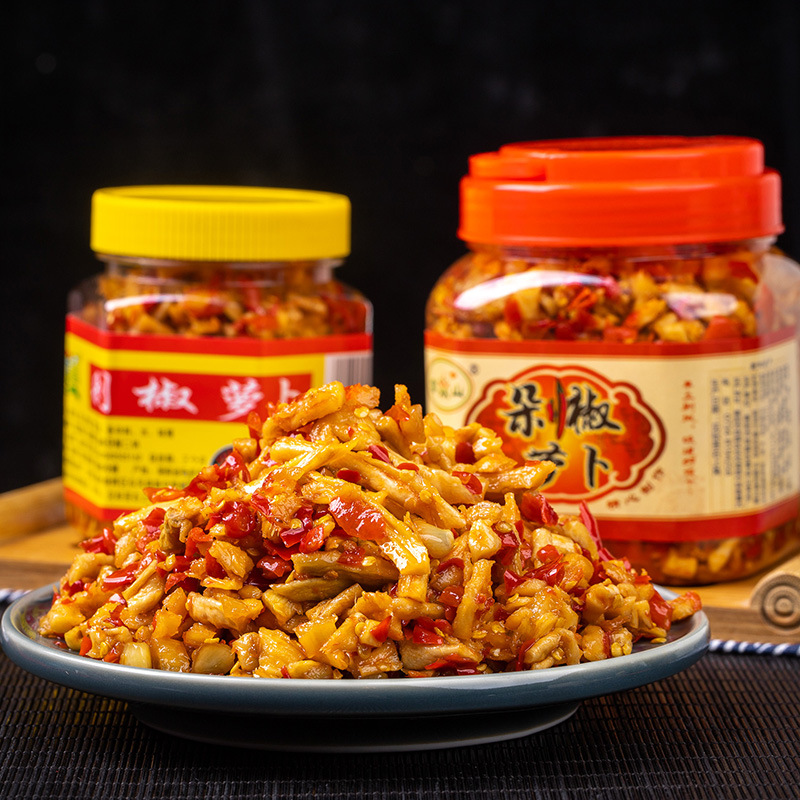 400g湖南特产手工农家开胃小菜直播货源剁椒萝卜丁饭下饭菜剁辣椒