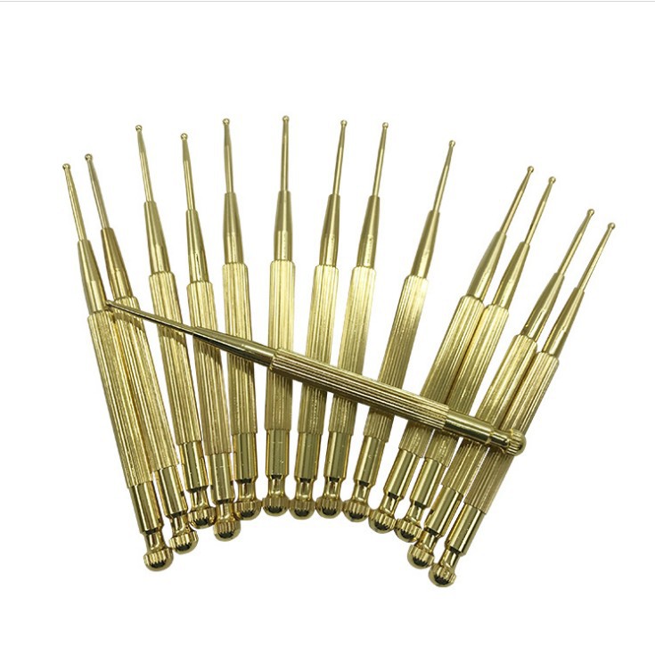 耳穴探棒バネ付き穴あけペン銅耳穴プローブ耳穴探測ペン耳穴筆マッサージ耳針