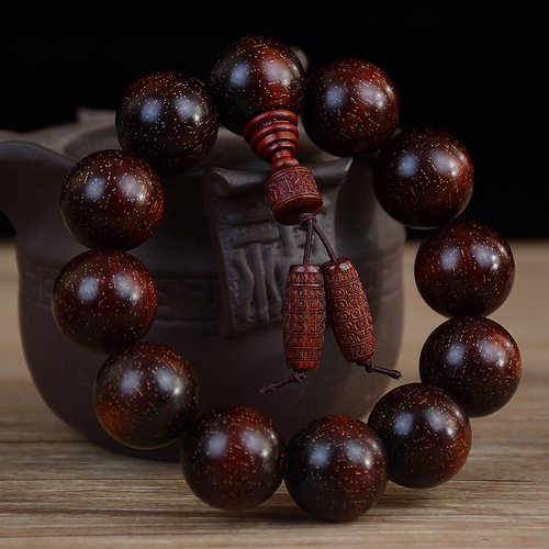 Zambian small-leaf rosewood high-density gold star old material blood sandalwood Buddha beads bracelet wholesale rosary wood bracelet cultural toy manufacturer