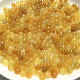 新疆老黄玉圆珠批发  米黄玉玉石散珠DIY手工配饰手链项链配件