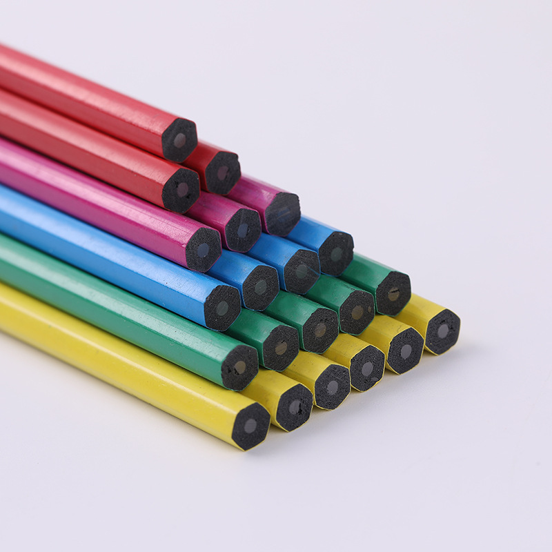 Pintura de color barra redonda ángulo barra lápiz estudiante papelería suministros lápiz HB venta directa de fábrica lápiz con cabeza de goma