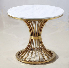 洽谈桌装饰玄关桌客厅门厅小户型大理石面不锈钢玫瑰金餐桌茶几