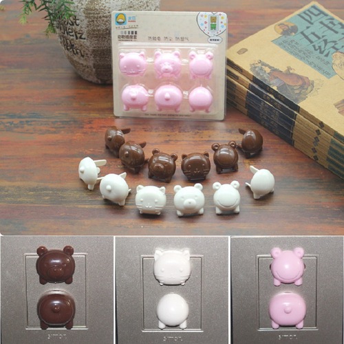6 card-mounted animal power socket covers with cute animal piggy shape children's anti-electric shock safety protection cover