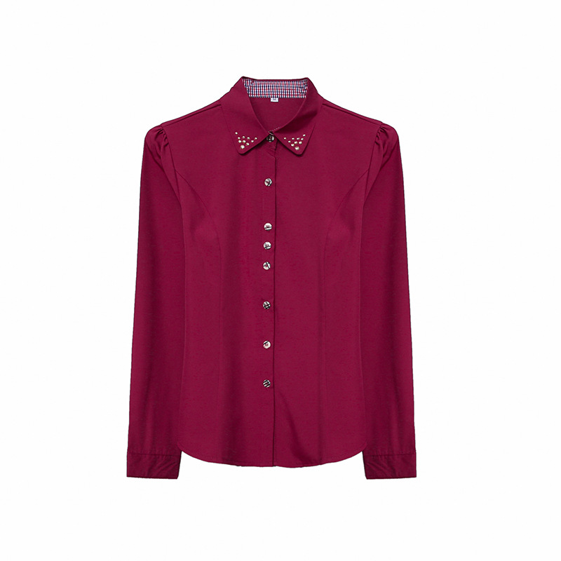 Primavera y otoño nueva camisa blanca de las mujeres de manga larga de estilo coreano a juego de colores a cuadros profesionales formales desgaste trajes negros de mujer