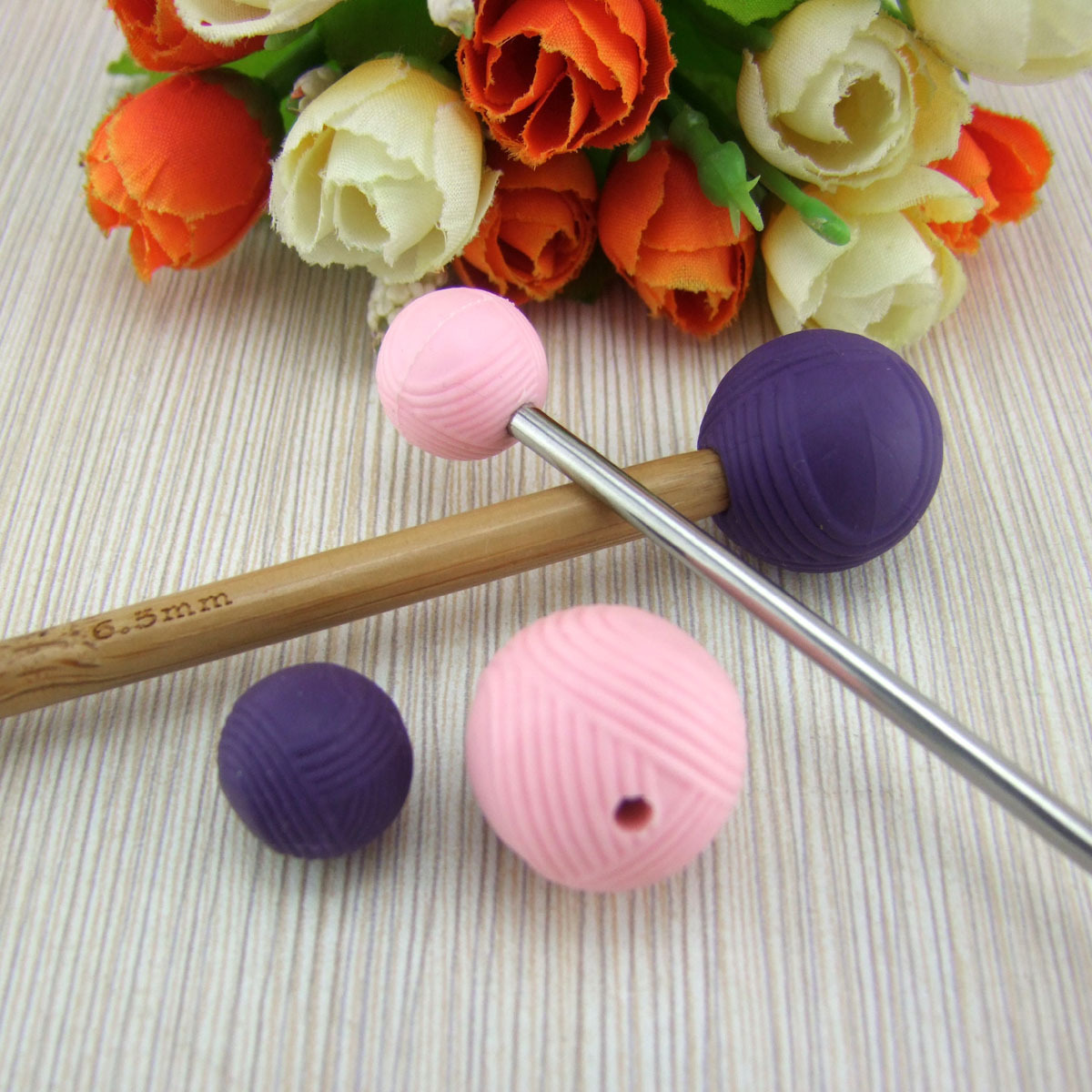 球形软胶毛衣针帽/棒针防脱塞/毛线针堵头/高弹力针套/编织工具