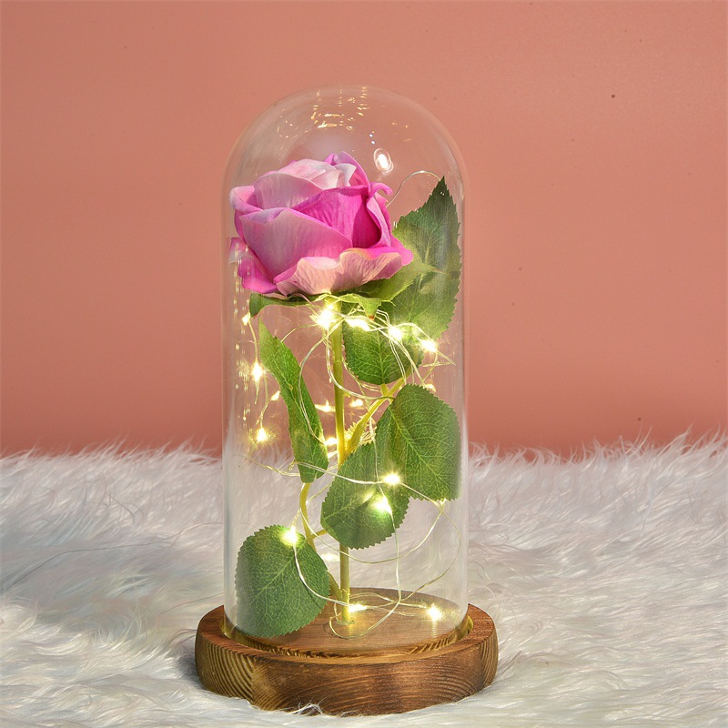 Transfronterizo Pequeño Príncipe Rosa artificial 24K hoja de oro rosa de cristal de luz LED de San Valentín regalo de Navidad