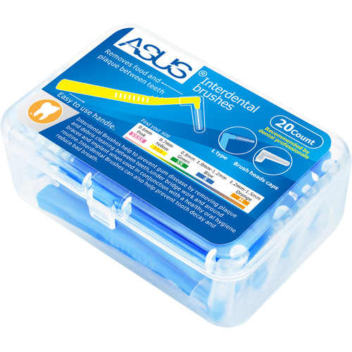 ASUS Eisel wire L-shaped interdental brush, interdental brush, orthodontic toothbrush, 20 pieces