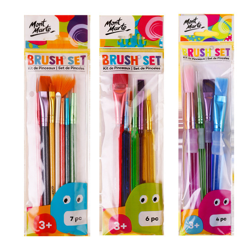 Montmartre Children's Gouache Paint Brushes Training Institution Wholesale Colored Nylon 6-Piece Set Gouache Acrylic Paint Brushes