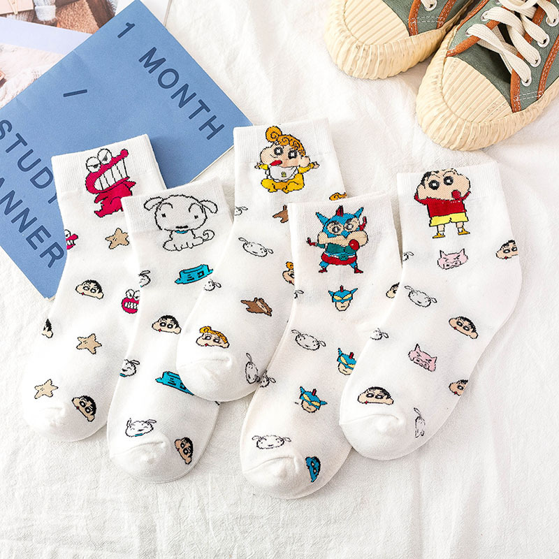 Japanese and Korean Socks for Women, Cartoon Mid-Calf Socks, Cute Little White Dog Socks, Men's and Women's Cotton Socks, the Same Style as Non-Stinky Feet
