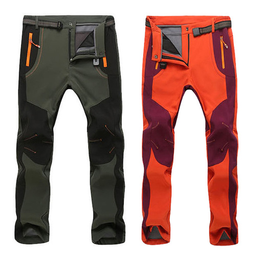 Autumn and winter outdoor sports soft shell assault pants for men, waterproof, windproof, warm, breathable fleece and thickened hiking pants for women
