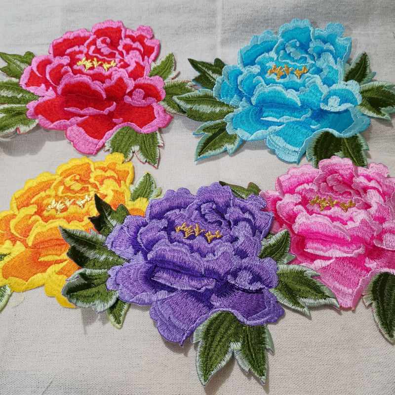 牡丹花布贴服装贴花装饰补丁贴衣服破洞熨烫修补羽绒刺绣贴1025#