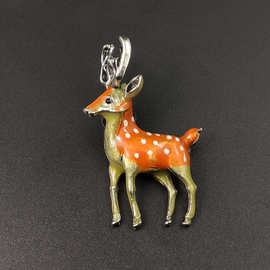 森女系梅花鹿釉色 开衫胸针 防走光别针胸花 卡通动物胸针扣 女