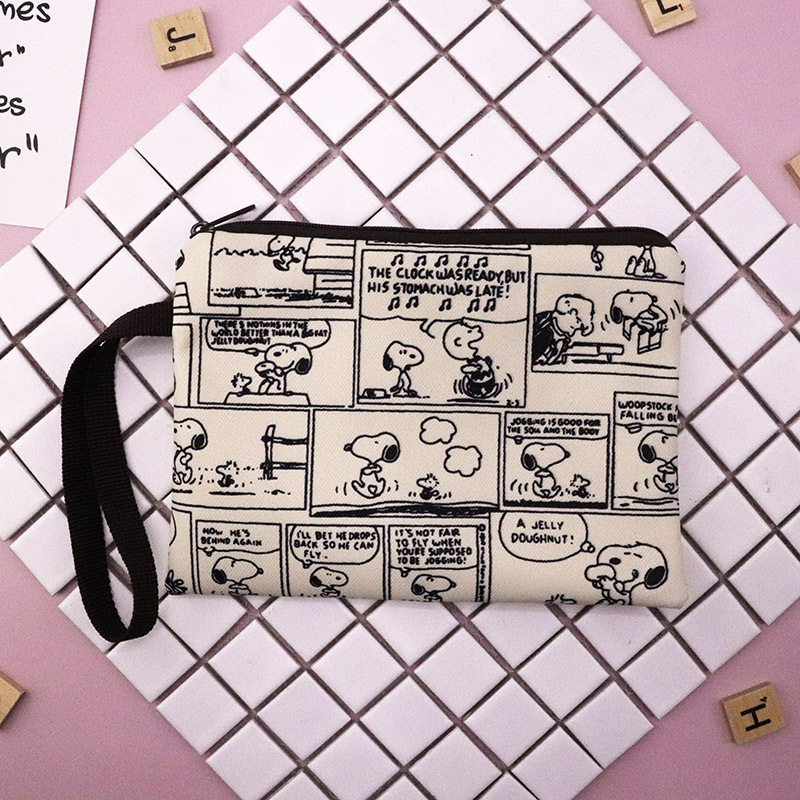 Lona gruesa de dibujos animados Snoopy lindo mano Correa muñeca cremallera teléfono móvil cambio clave bolsa cosméticos lápiz caso