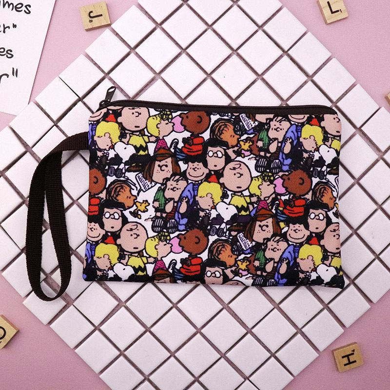 Lona gruesa de dibujos animados Snoopy lindo mano Correa muñeca cremallera teléfono móvil cambio clave bolsa cosméticos lápiz caso