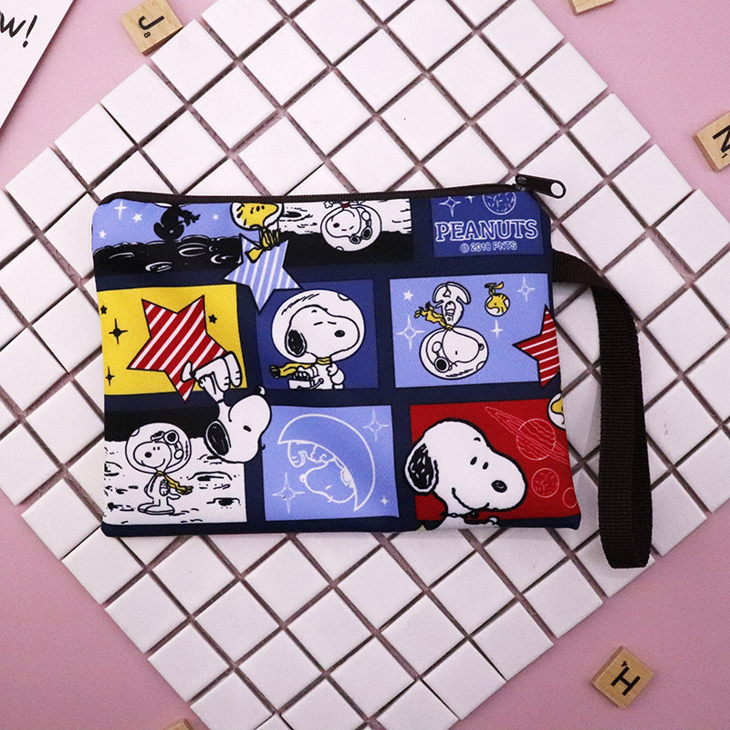 Lona gruesa de dibujos animados Snoopy lindo mano Correa muñeca cremallera teléfono móvil cambio clave bolsa cosméticos lápiz caso