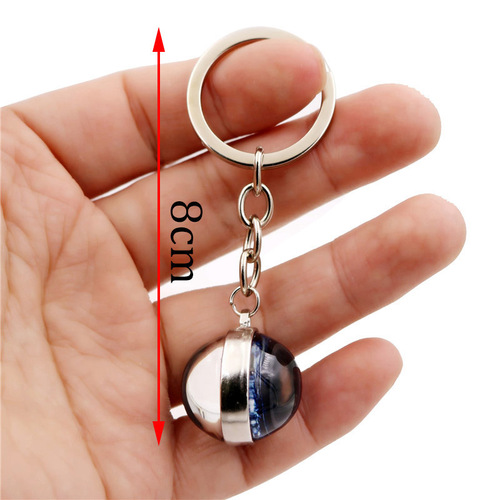 Twelve Constellations Time Gemstone Keychain Female Student Creative Birthday Gift Double-Sided Glass Ball Pendant Keychain