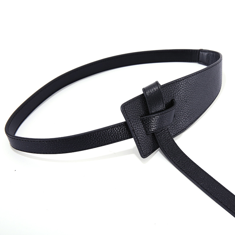 Genuine Leather Waist Belt For Dresses And Sweaters, Simple Versatile Black Wide Waist Cincher, Top Grain Cowhide Decorative Belt For Women - Thumbnail 3