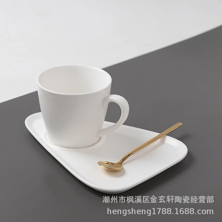 Nórdico creativo taza de café y platillo con cuchara traje luz lujo desayuno postre té la tarde noble regalo LOGO caja