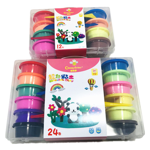 Kindergarten handicraft supplies ultra-light clay 12-color boxed colored clay light clay simple packaging popular clay materials