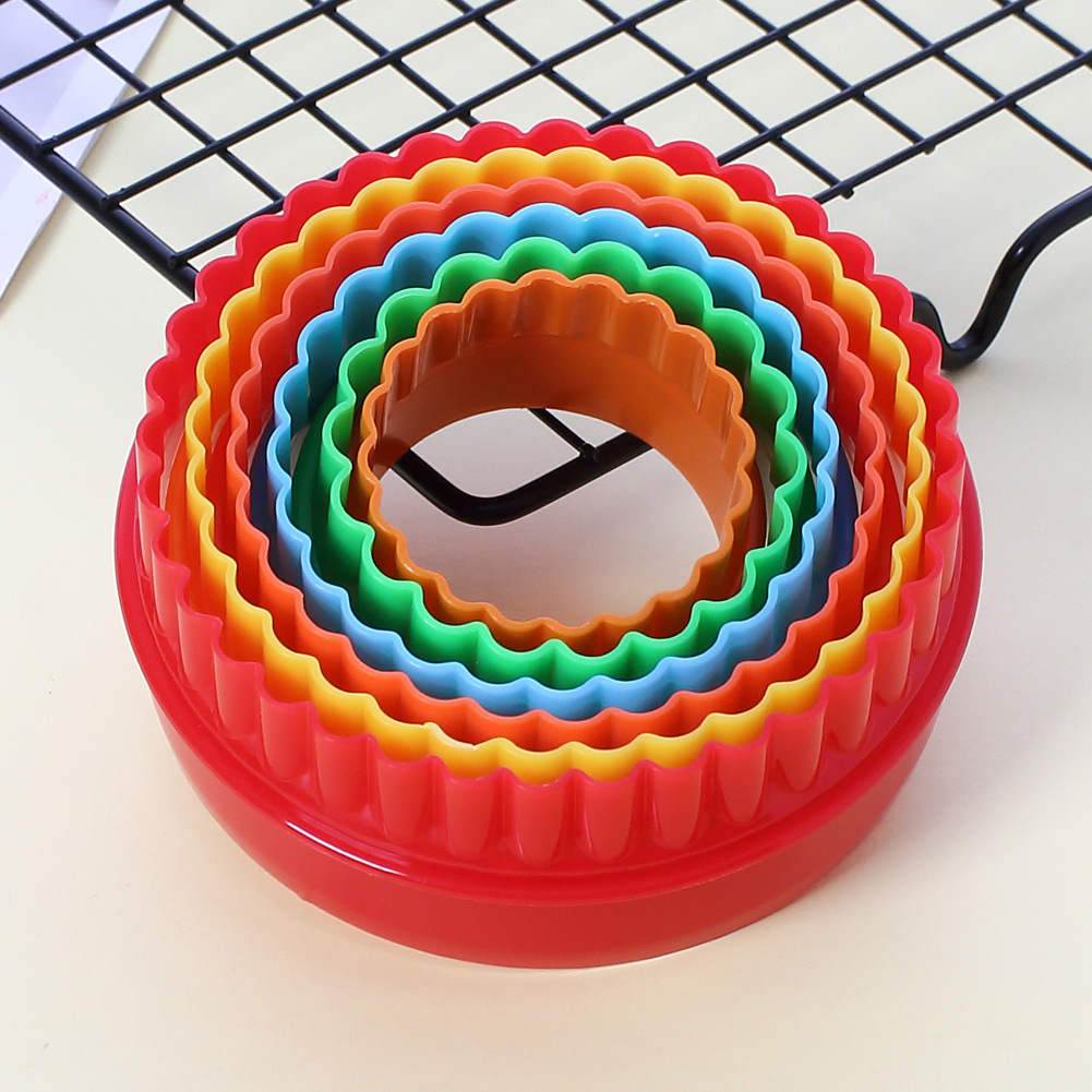 Color para hornear 5-6-Pieza de plástico molde de galletas de frutas y verduras de corte mousse anillo molde de Pastel de galletas