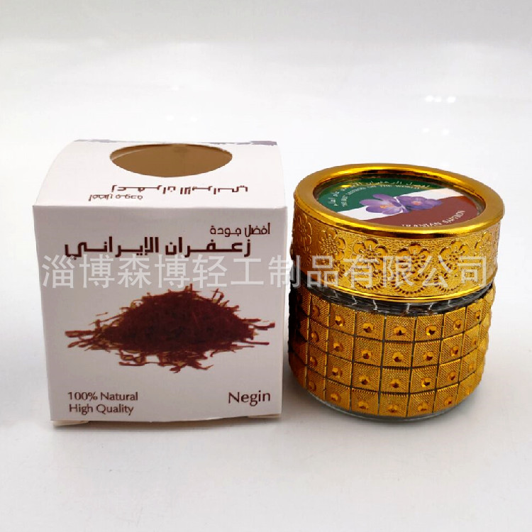 藏红花包装礼盒伊朗迪拜土豪金瓶10克5克玻璃圆罐小纸盒