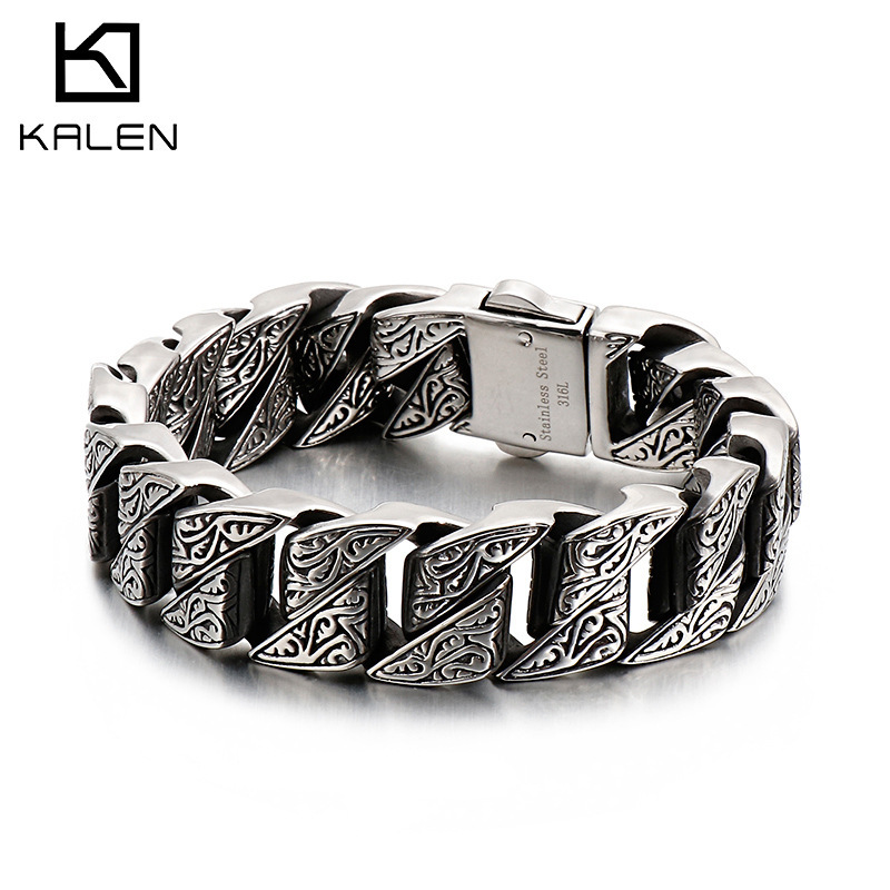Creative titanium steel casting hand ornaments foreign trade jewelry wholesale exaggerated personality retro pattern stainless steel bracelet men Creative titanium steel casting hand ornaments foreign trade jewelry wholesale exaggerated personality retro pattern stainless steel bracelet men