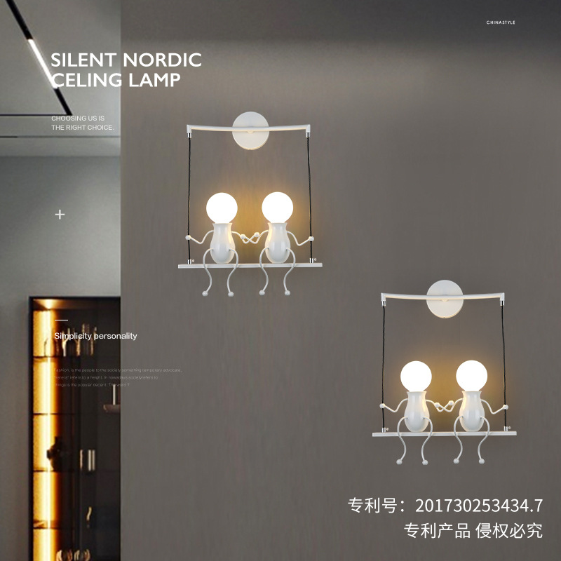 Cross-border Source Children's Creative Wall Lamp Simple Modern Living Room Bedroom Bedside Lamp Corridor Aisle Stairs Iron Lamp