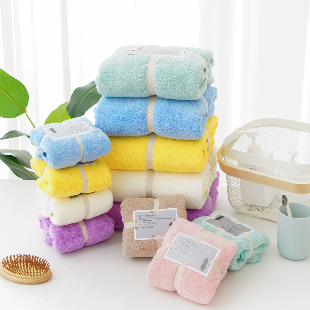 Набор махровых полотенец из кораллового флиса: мягкие, впитывающие, для ванной, свадебный сувенир, креативный подарок, оптом, утолщенный коралловый флис