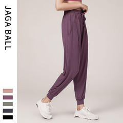 Cross-border European and American sports pants for women, loose trousers, ankle-tie running fitness pants, autumn thin high-waisted belly-controlling yoga pants