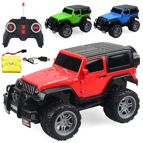 【】Electric children's four-way remote control car toy 1:18 off-road vehicle racing model toy rechargeable