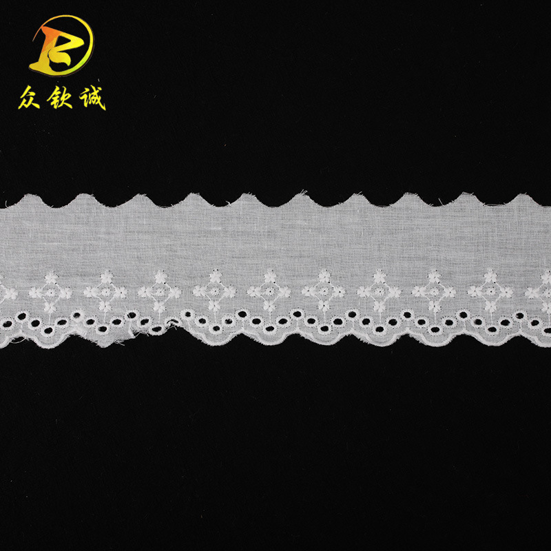 白色棉布花边宽7cm 服装蕾丝内衣花边辅料 圆点镂空刺绣