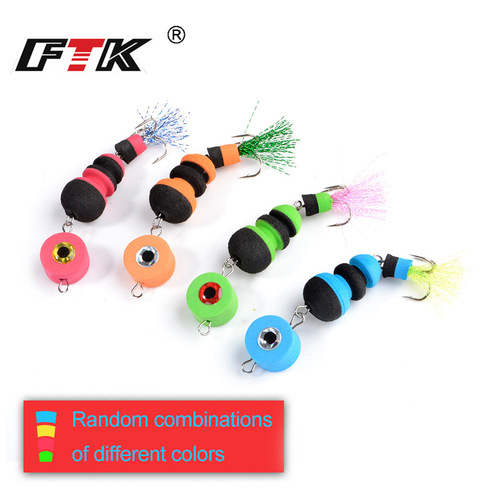 FTK Foam Lure with Triple Hooks, Artificial Worm Bait, Stringed Hooks, Floating Bait, Foaming Material—Ideal for Bass and Snakehead Fishing, Perfect for Cross-Border Markets