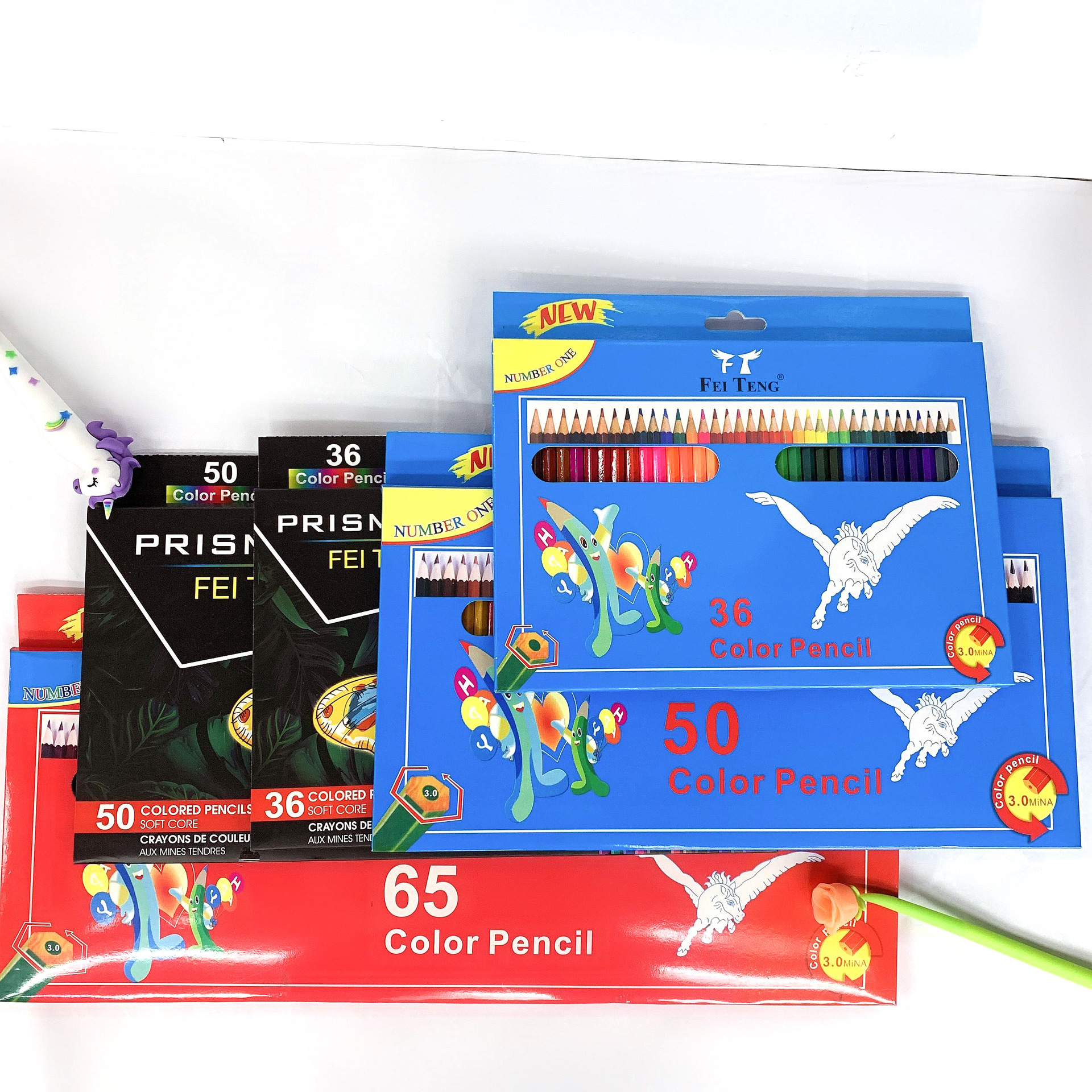 Lápiz de color directo de fábrica de alta calidad de la pluma del color del estudiante de la pluma 36 Color 50 color pintura color pluma 65 color lápiz