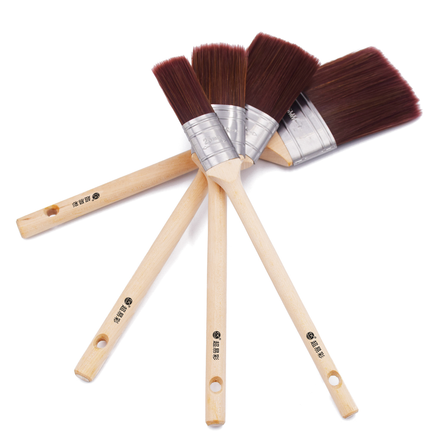 外贸工厂生产澳洲椭圆形木柄磨尖丝无钢钉缝接画笔刷