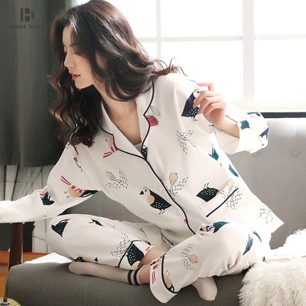 100% pijamas de algodón de las mujeres de primavera y otoño de manga larga de estilo coreano cardigan dulce lindo traje confinamiento posparto ropa para el hogar invierno