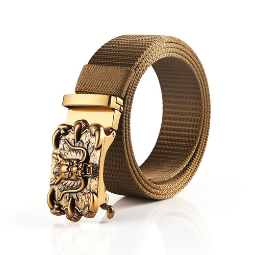 New high-end belt Chinese dragon bronze business automatic alloy buckle belt men's outdoor retro trousers belt