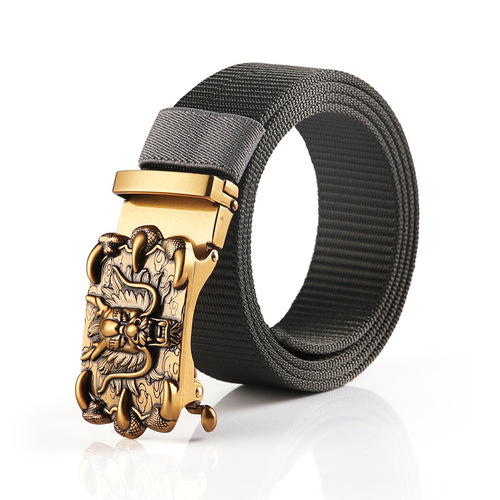 New high-end belt Chinese dragon bronze business automatic alloy buckle belt men's outdoor retro trousers belt