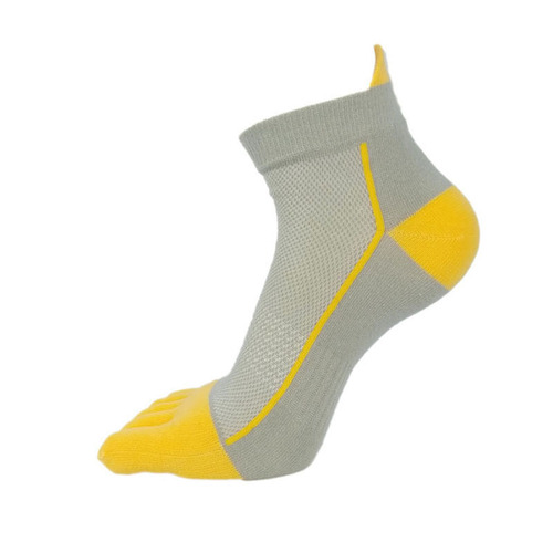 Men's cotton color-blocked double heel sports toe socks, shaping sweat-absorbent breathable mesh midriff five-toe split toe trendy socks