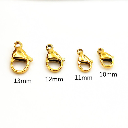 Vacuum electroplated gold lobster clasp stainless steel 18K gold jewelry clasp titanium lobster clasp polished water drop clasp