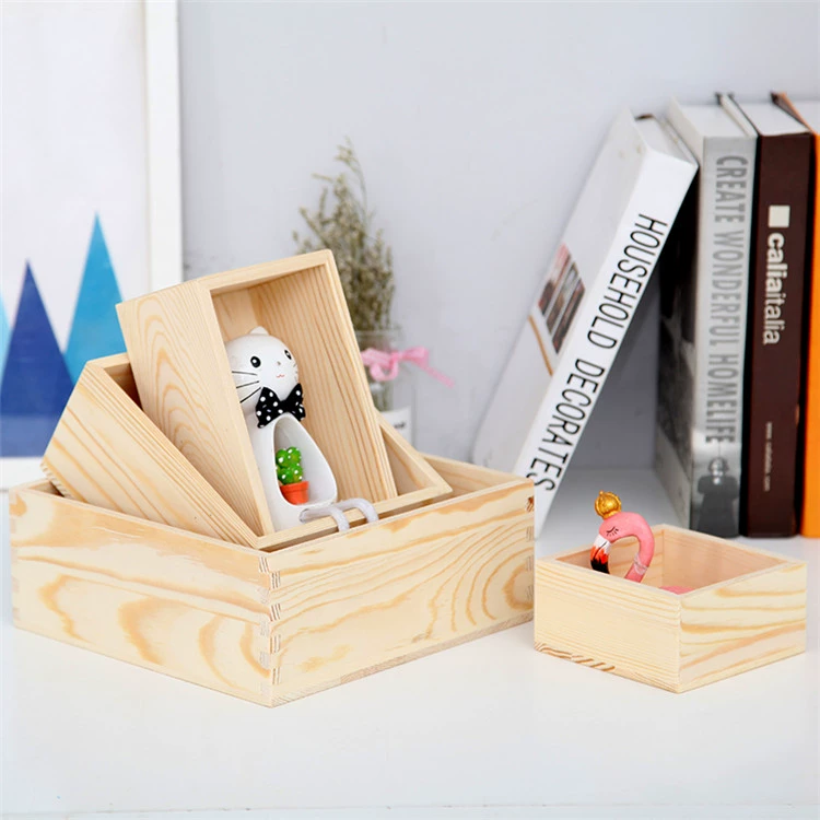 Небольшая деревянная коробка без крышки деревянная коробка для хранения деревянная коробка из массива дерева