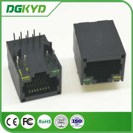 RJ45连接器  百兆集成变压器 单口带灯 黑色  DGKYD厂家插头