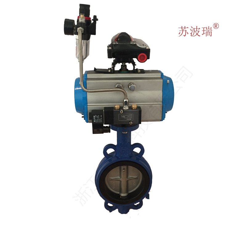 专业生产D671X-16气动对夹蝶阀 气动软密封蝶阀 球墨铸铁蝶阀