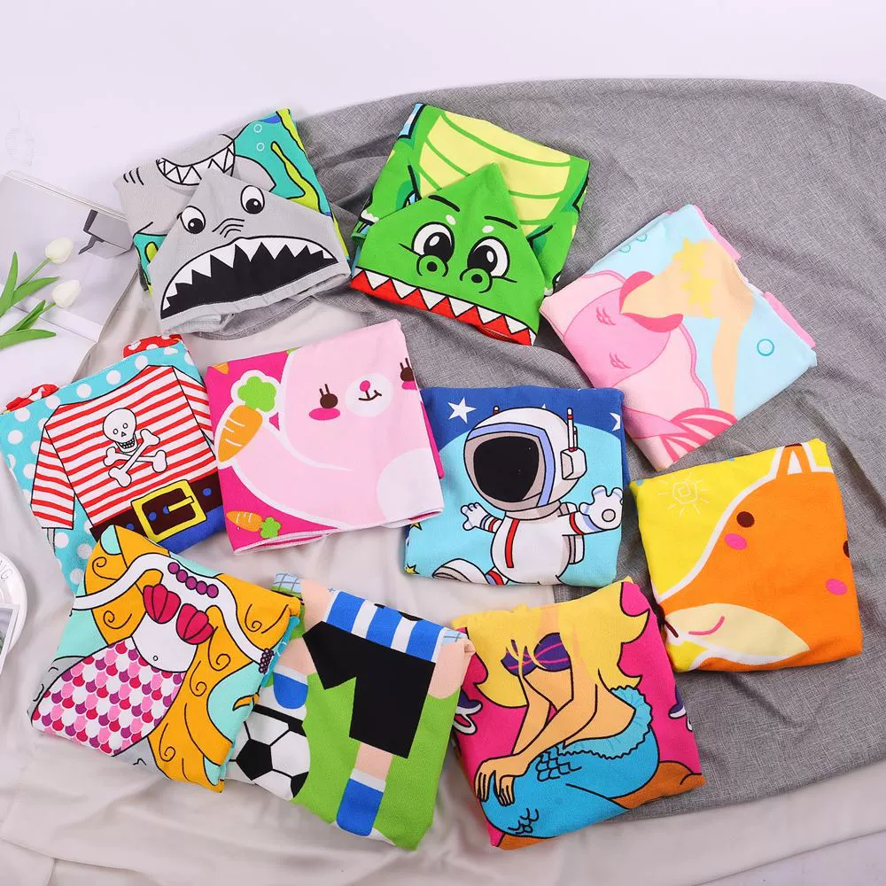 Накидка Детская одежда с героями мультфильмов Детский сад Детское банное полотенце Накидка Детский пляжный плащ Носимое банное полотенце Халат