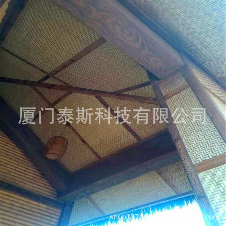 仿真塑钢竹子吊顶竹编席子吊顶竹子墙体装饰防火阻燃自然美观