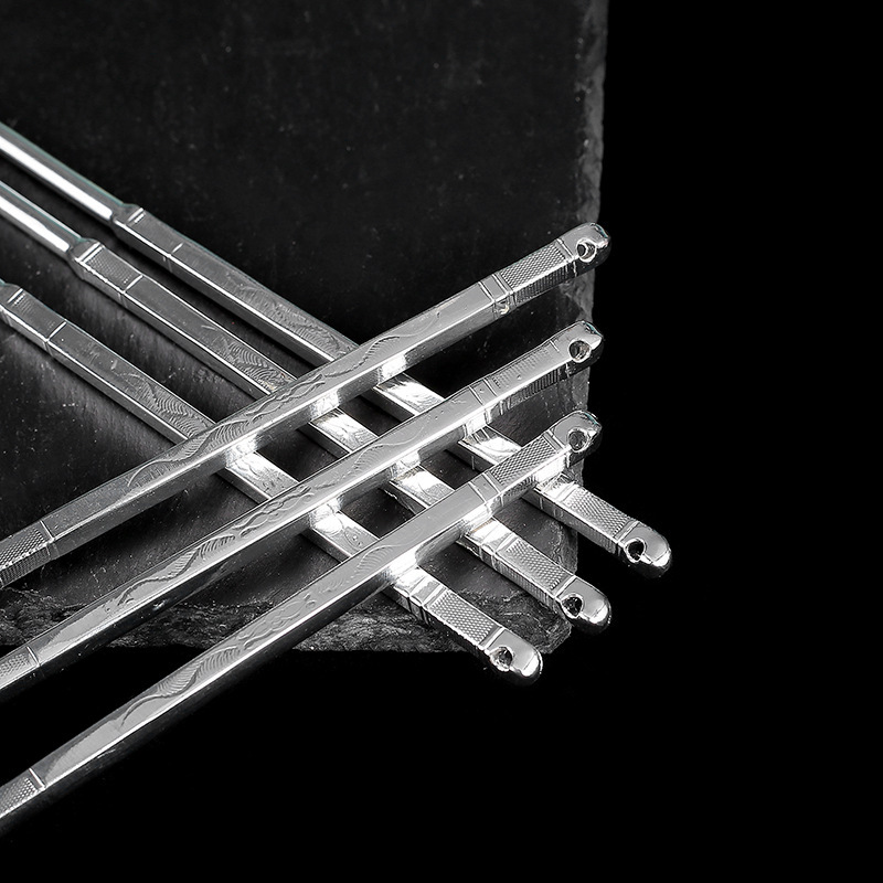 Silver Bowl Silver Chopsticks Silver Spoon Imitation Silver Tableware 999 Silver Household Tableware Set Solid Chopsticks Metal Crafts