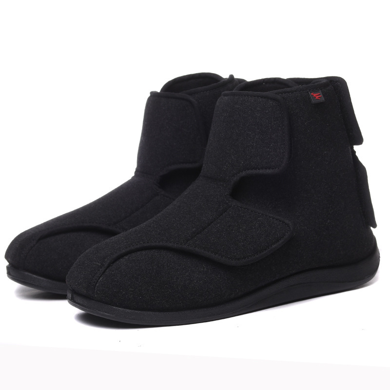 Lesvago Adjustable Front and Back Velcro Shoes for Swollen, Wide, or Deformed Feet, Warm Fabric Shoes, Comfortable and Lightweight
