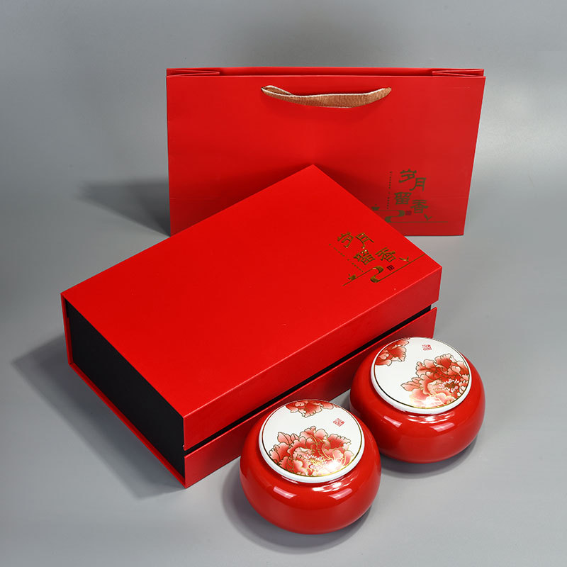 붉은 모란 더블 냄비 선물 상자